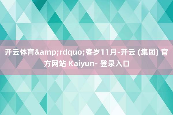 开云体育&rdquo;客岁11月-开云 (集团) 官方网站 Kaiyun- 登录入口
