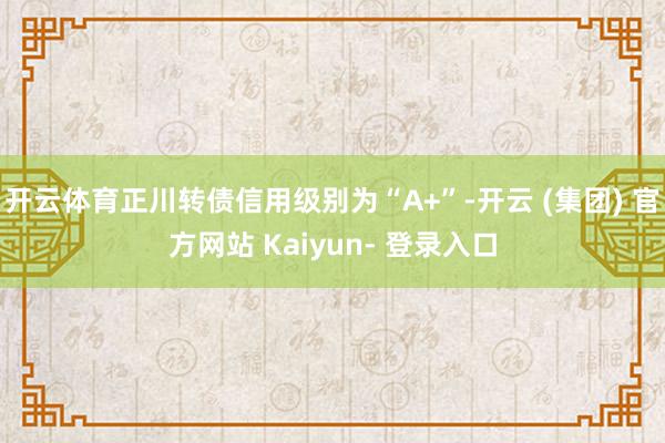 开云体育正川转债信用级别为“A+”-开云 (集团) 官方网站 Kaiyun- 登录入口
