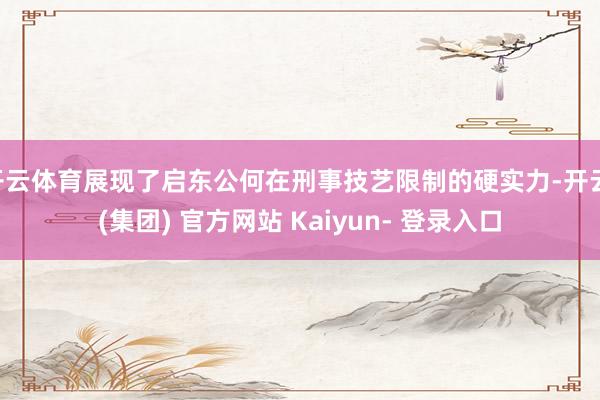 开云体育展现了启东公何在刑事技艺限制的硬实力-开云 (集团) 官方网站 Kaiyun- 登录入口
