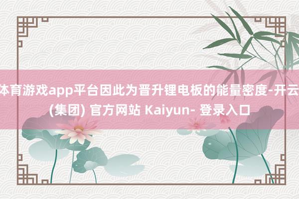 体育游戏app平台因此为晋升锂电板的能量密度-开云 (集团) 官方网站 Kaiyun- 登录入口