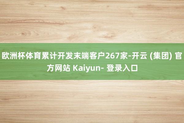 欧洲杯体育累计开发末端客户267家-开云 (集团) 官方网站 Kaiyun- 登录入口