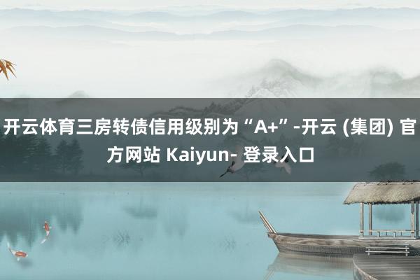 开云体育三房转债信用级别为“A+”-开云 (集团) 官方网站 Kaiyun- 登录入口