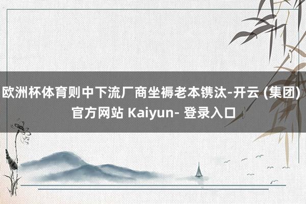 欧洲杯体育则中下流厂商坐褥老本镌汰-开云 (集团) 官方网站 Kaiyun- 登录入口